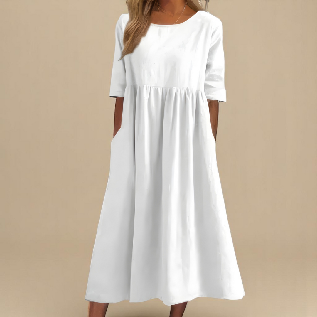 NOA | MIRANDA WOMEN'S COTTON MIDI DRESS WITH POCKETS