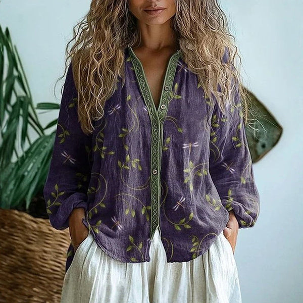 NOA | BRIANNA WOMEN'S VINTAGE LEAF PRINT SHIRT