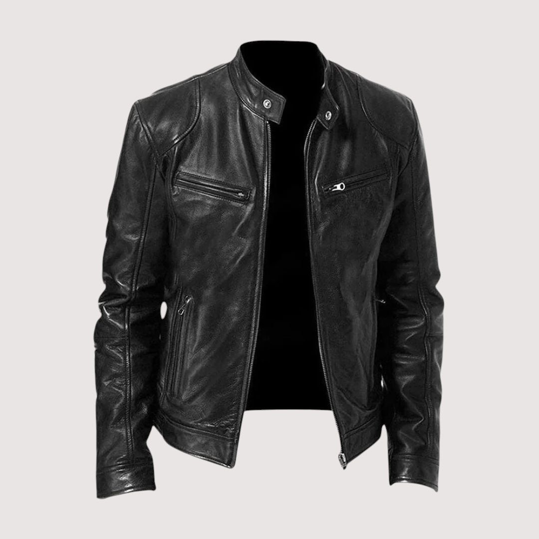 Men's leather-look jacket in black