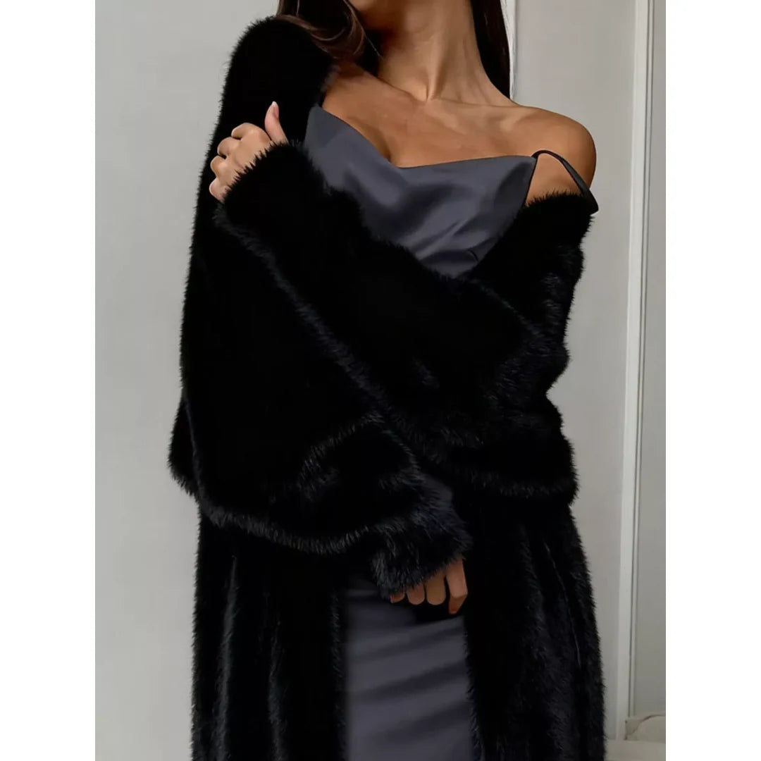 Women's fluffy longline open front cardigan