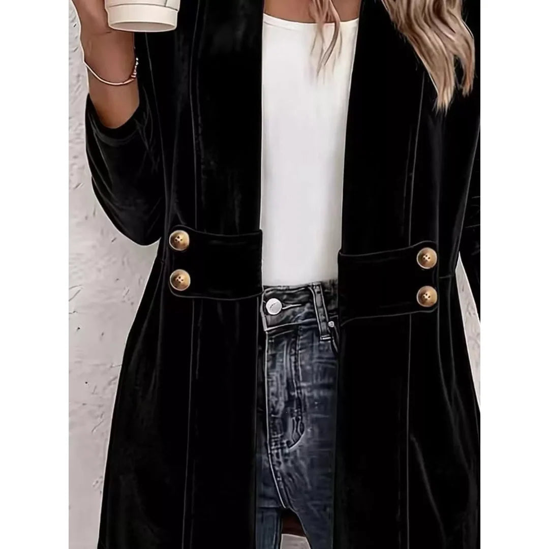 Women's velvet-touch open front cardigan