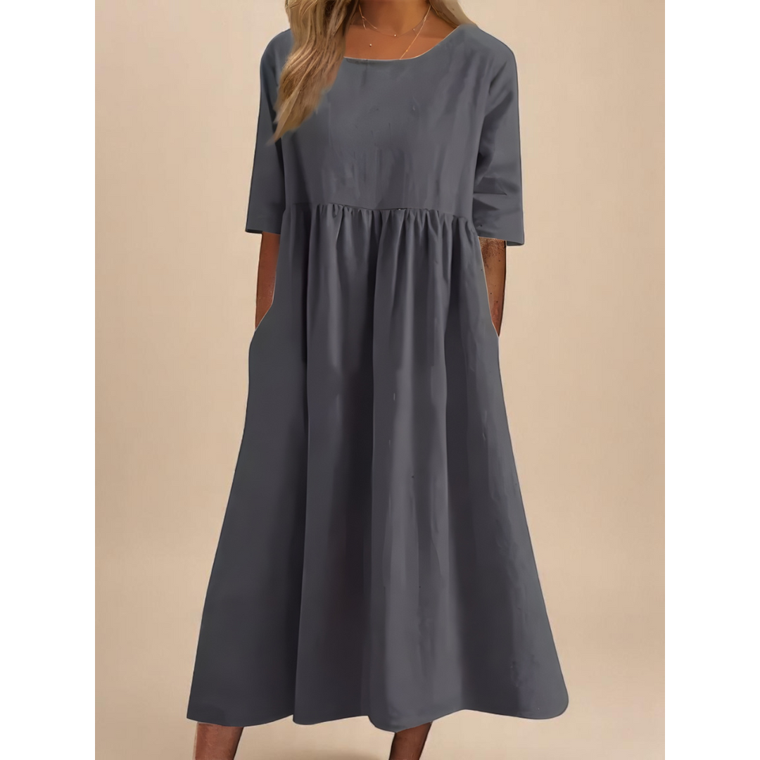 NOA | MIRANDA WOMEN'S COTTON MIDI DRESS WITH POCKETS