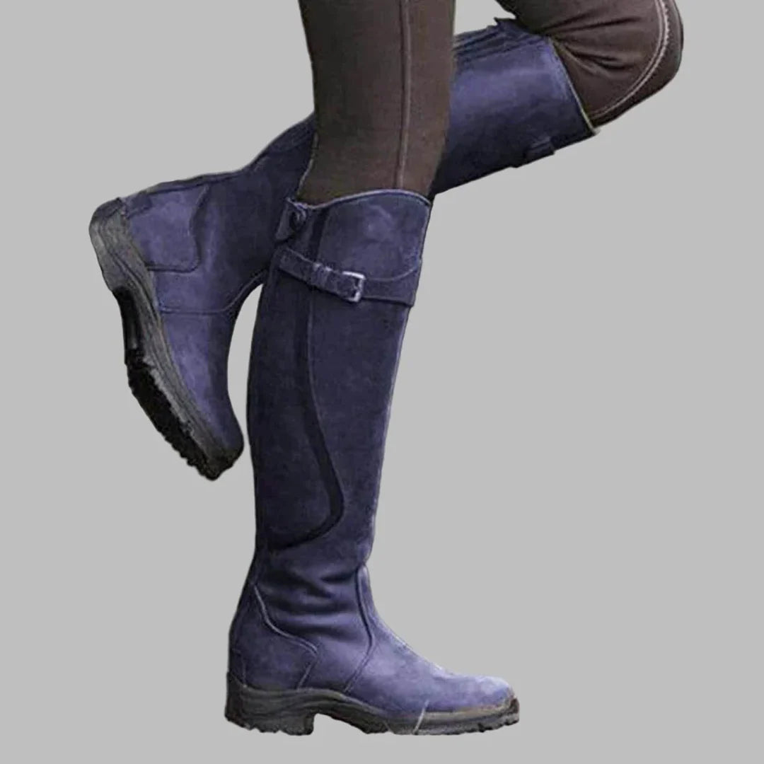 Women's leather-look boots in blue