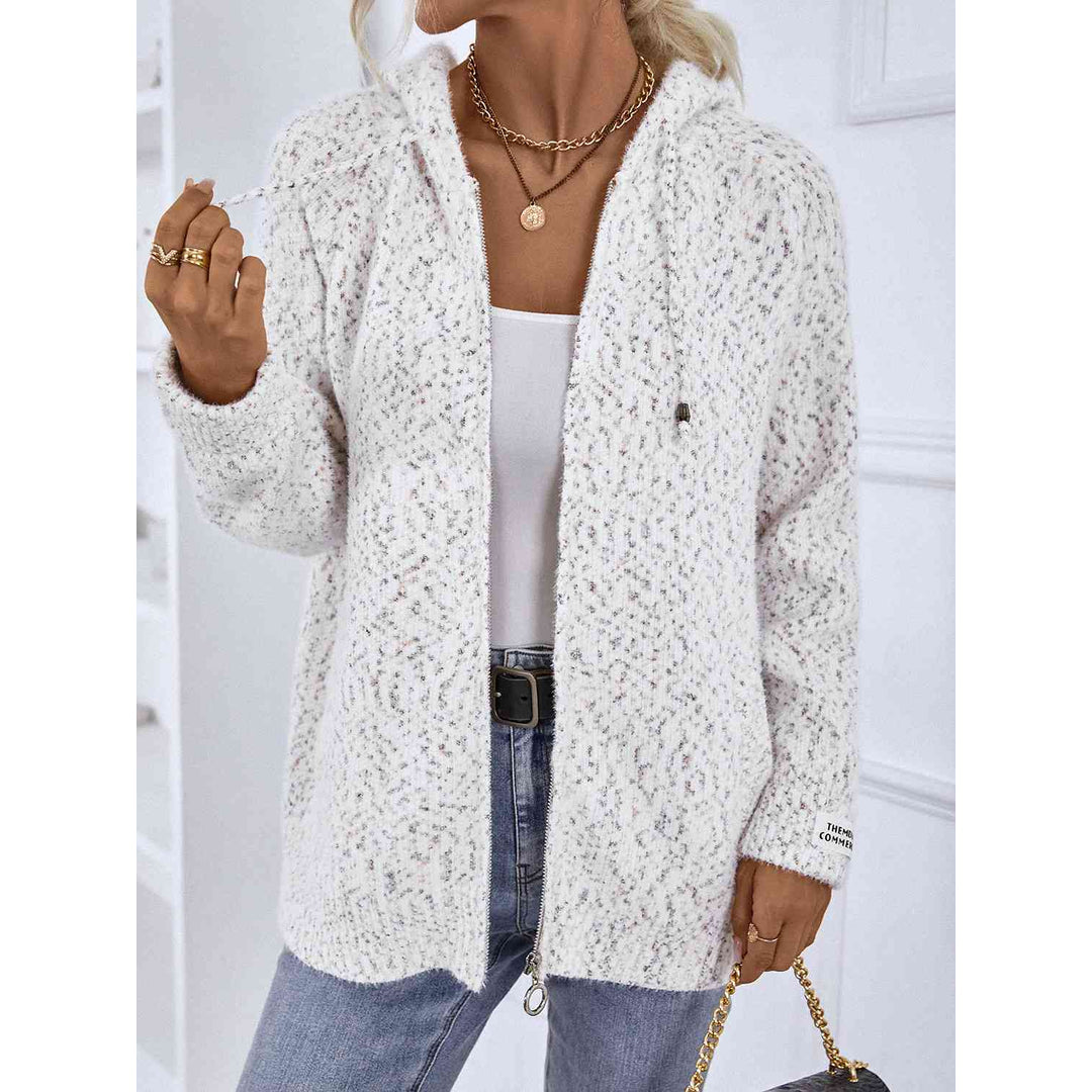 Women's zip-up hooded jumper in white