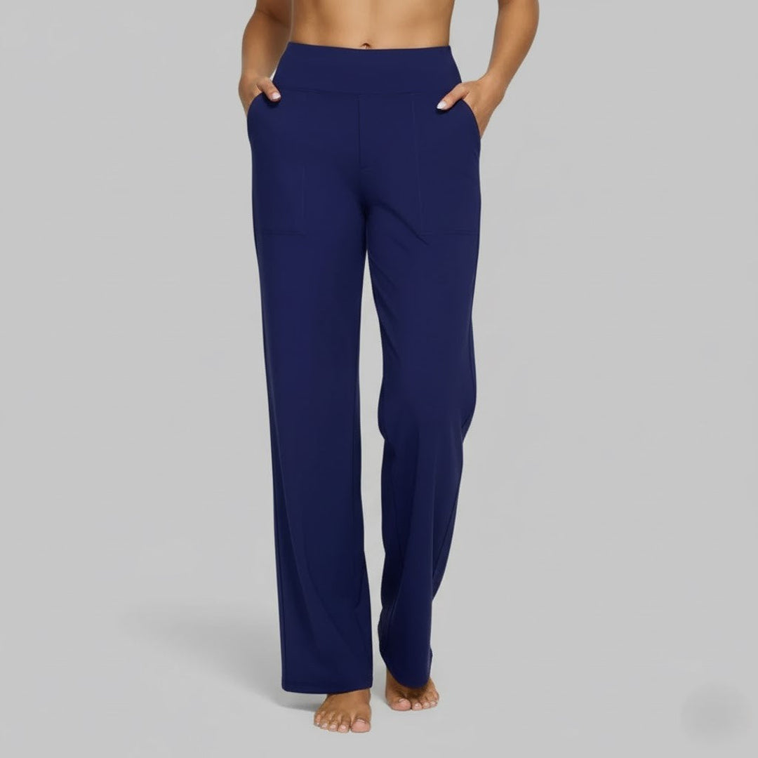 Women's stretch tailored casual trousers in blue
