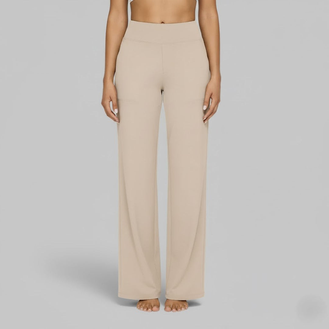 Women's stretch tailored casual trousers in beige