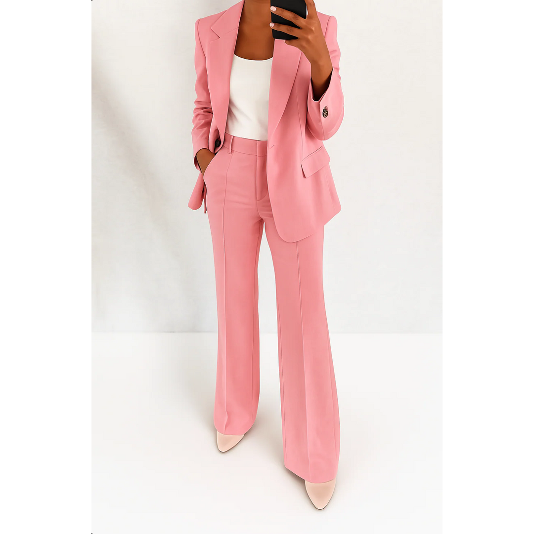 Women's tailored two-piece trouser suit in pink