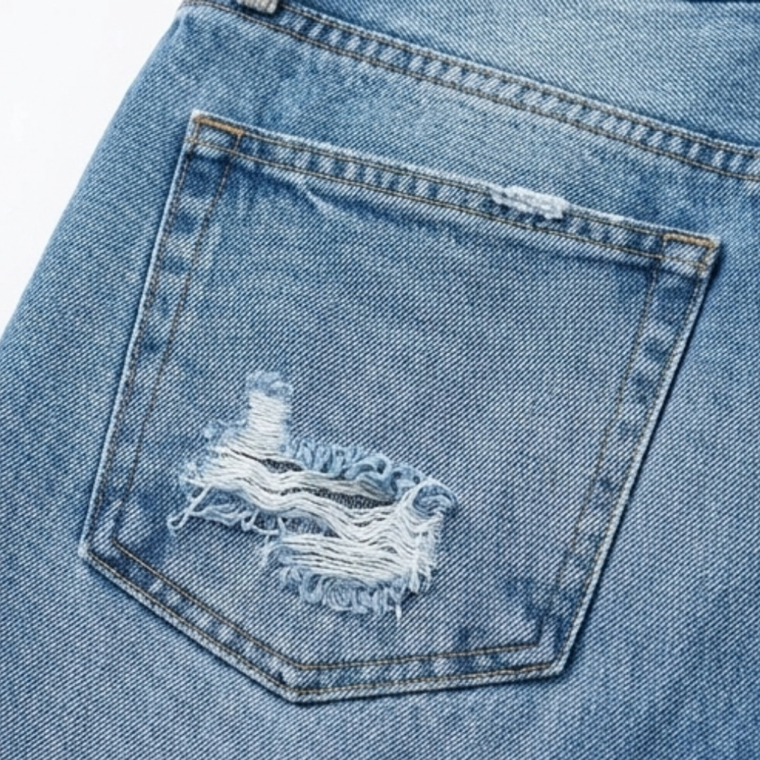 Women's fringed cropped straight leg jeans