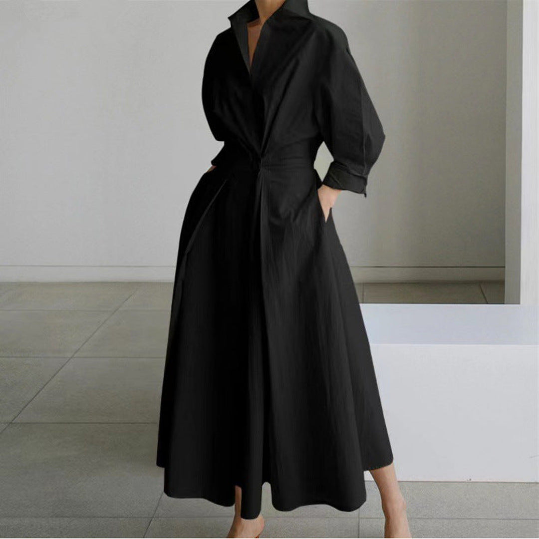 NOA | VIENNA WOMEN'S COLLARED WRAP MAXI DRESS