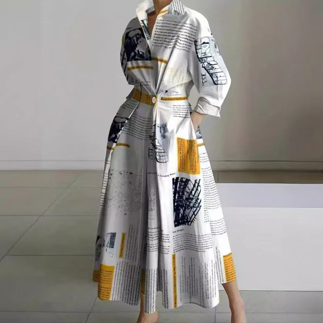 NOA | VIENNA WOMEN'S COLLARED WRAP MAXI DRESS