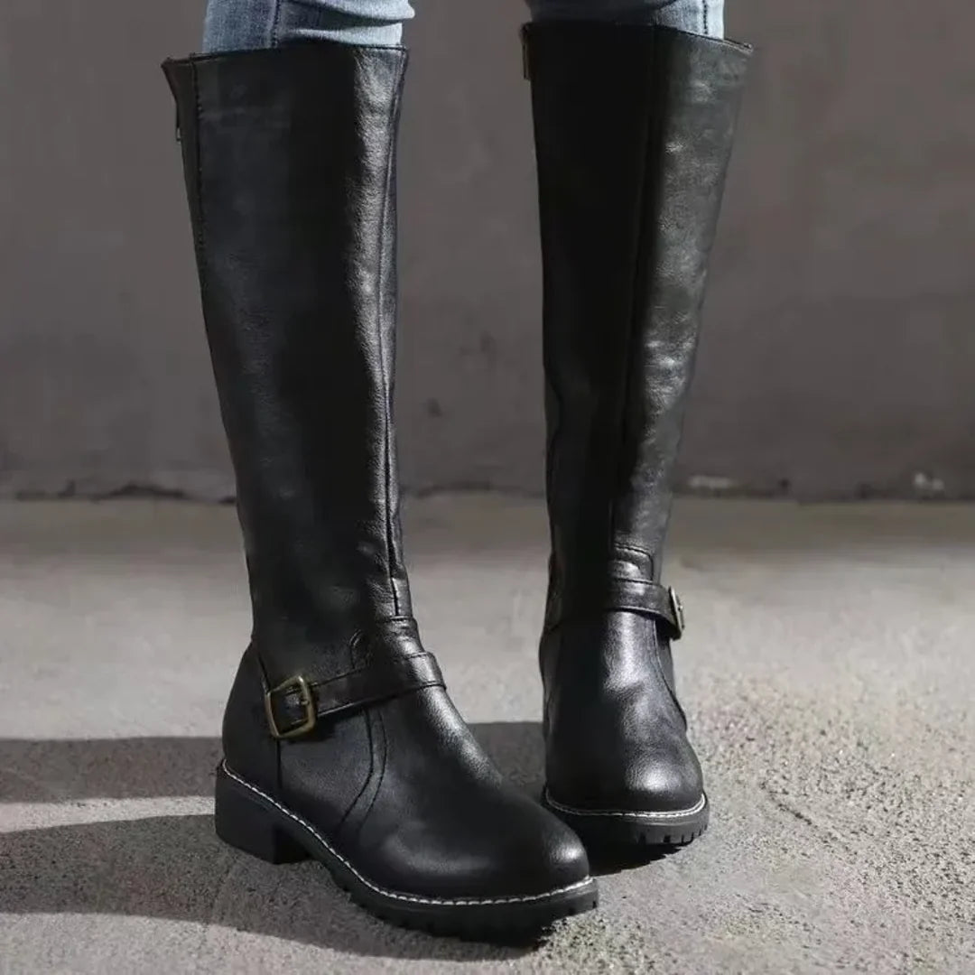 NOA | CELESTINE WOMEN'S TALL LEATHER BUCKLE BOOTS