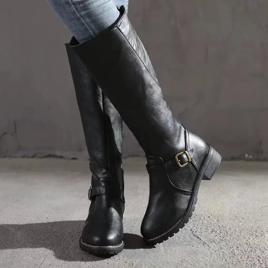 NOA | CELESTINE WOMEN'S TALL LEATHER BUCKLE BOOTS
