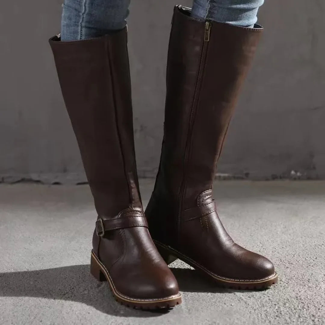 NOA | CELESTINE WOMEN'S TALL LEATHER BUCKLE BOOTS