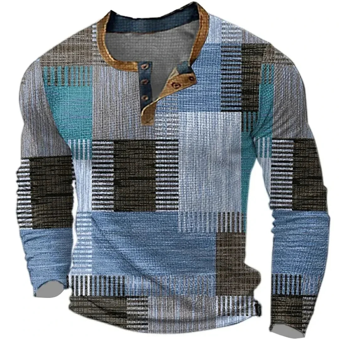 NOA | ANDREW MEN'S MULTICOLOUR PATCHWORK LONG SLEEVE SHIRT