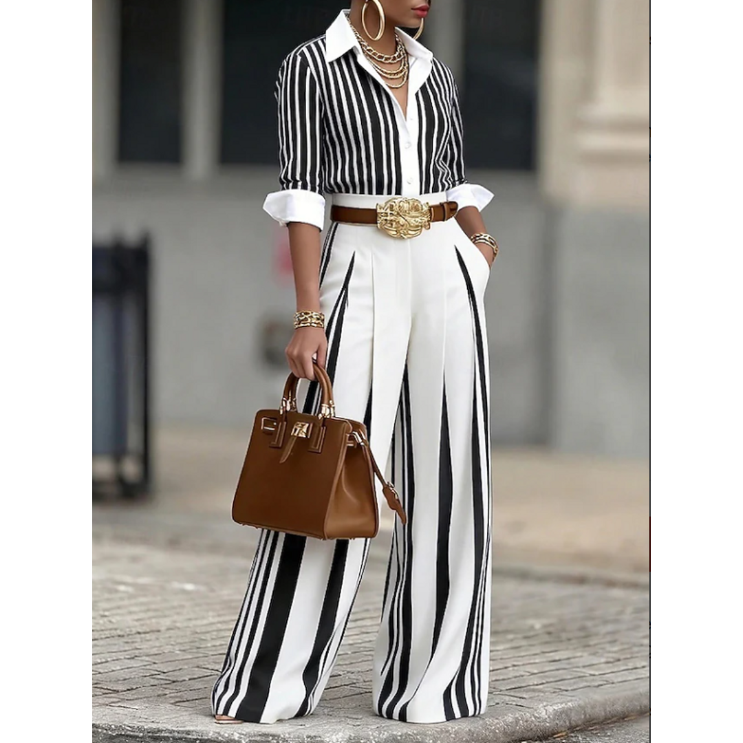 NOA | ISABELLA WOMEN'S STRIPED WIDE LEG TROUSER CO-ORD SET
