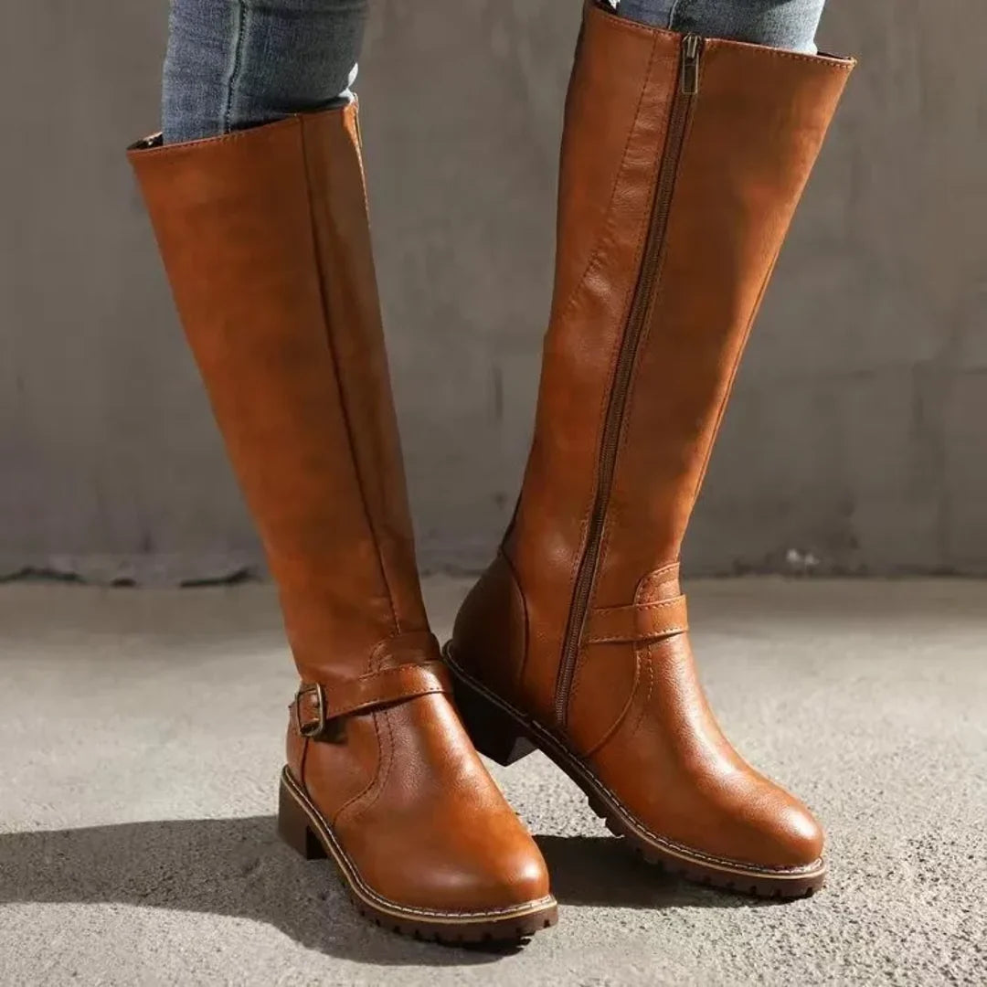 NOA | CELESTINE WOMEN'S TALL LEATHER BUCKLE BOOTS