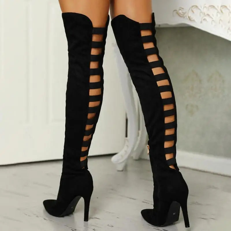 NOA | ELEGANT THIGH-HIGH OPEN-TOE BOOTS