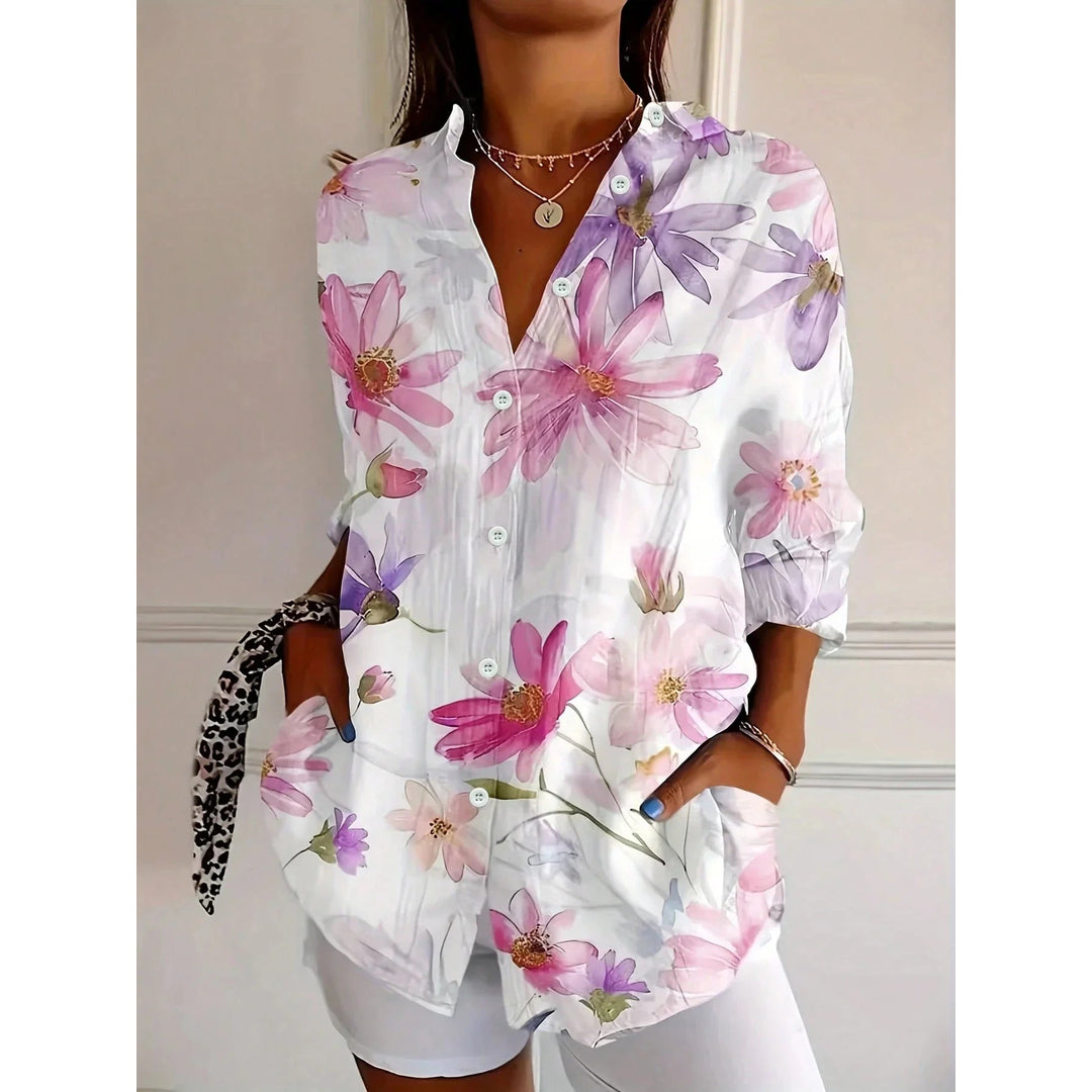 Women's oversized relaxed fit button-down shirt in white
