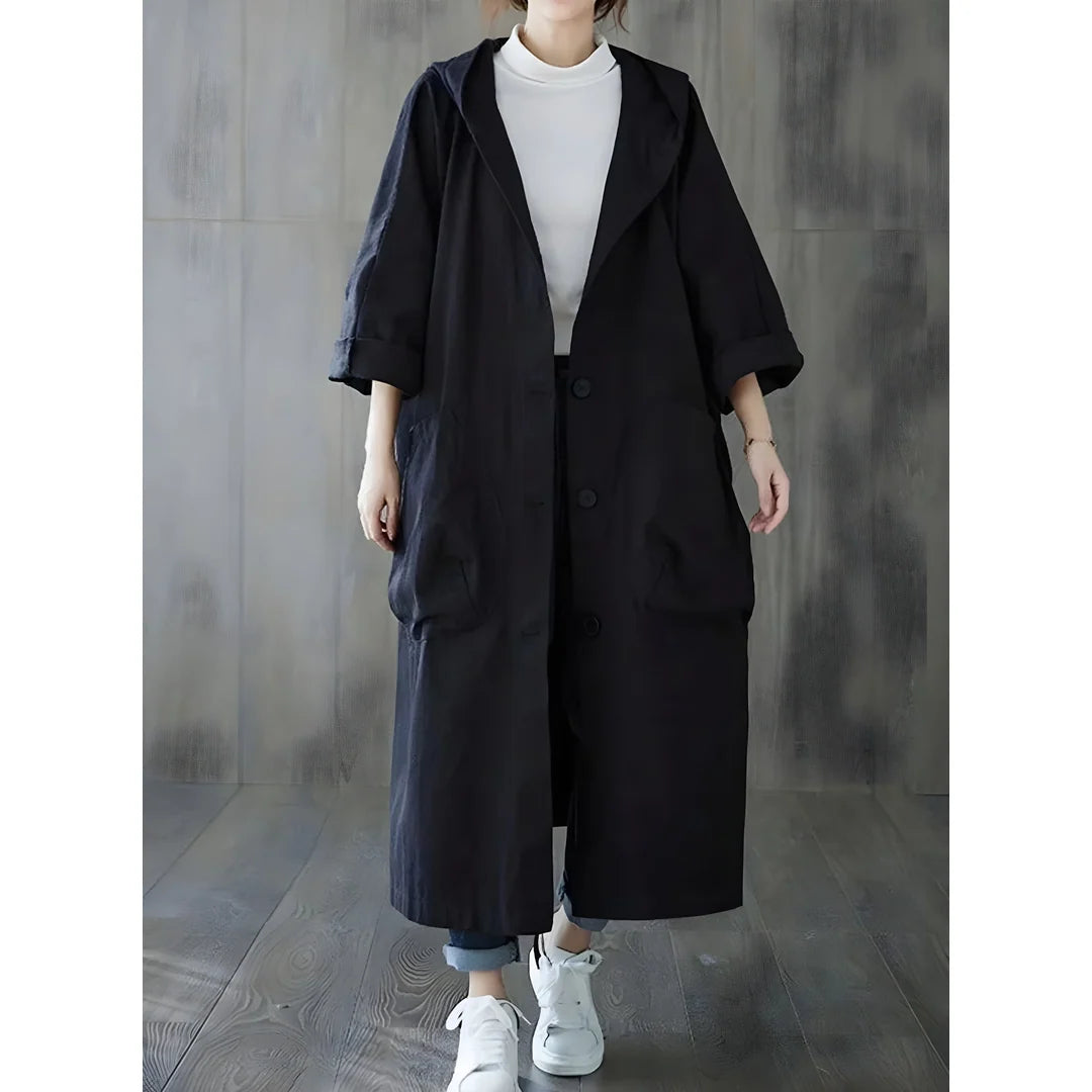 Women's long oversized hooded coat