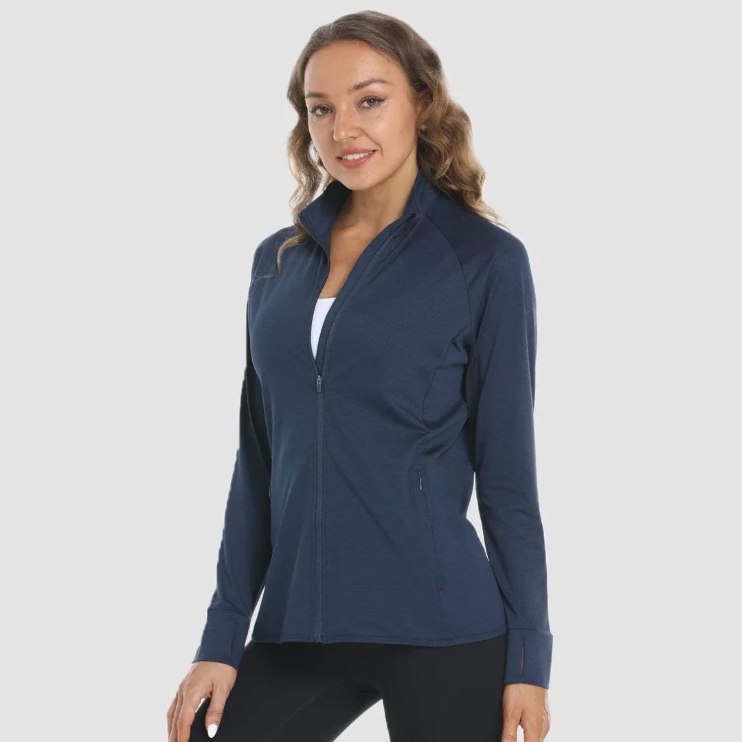 Women's lightweight zip-up running jacket in navy