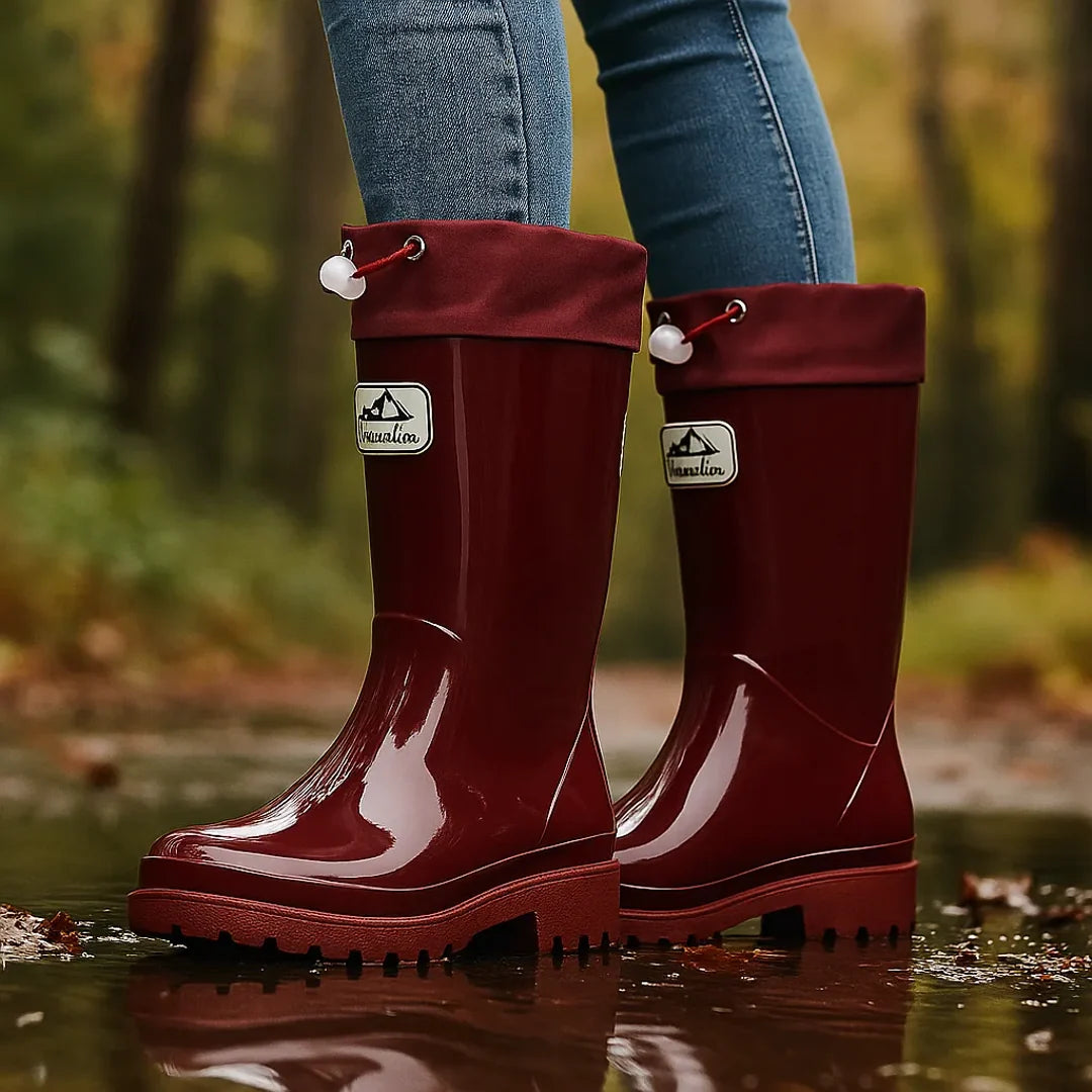 Women's comfy casual boots in burgundy