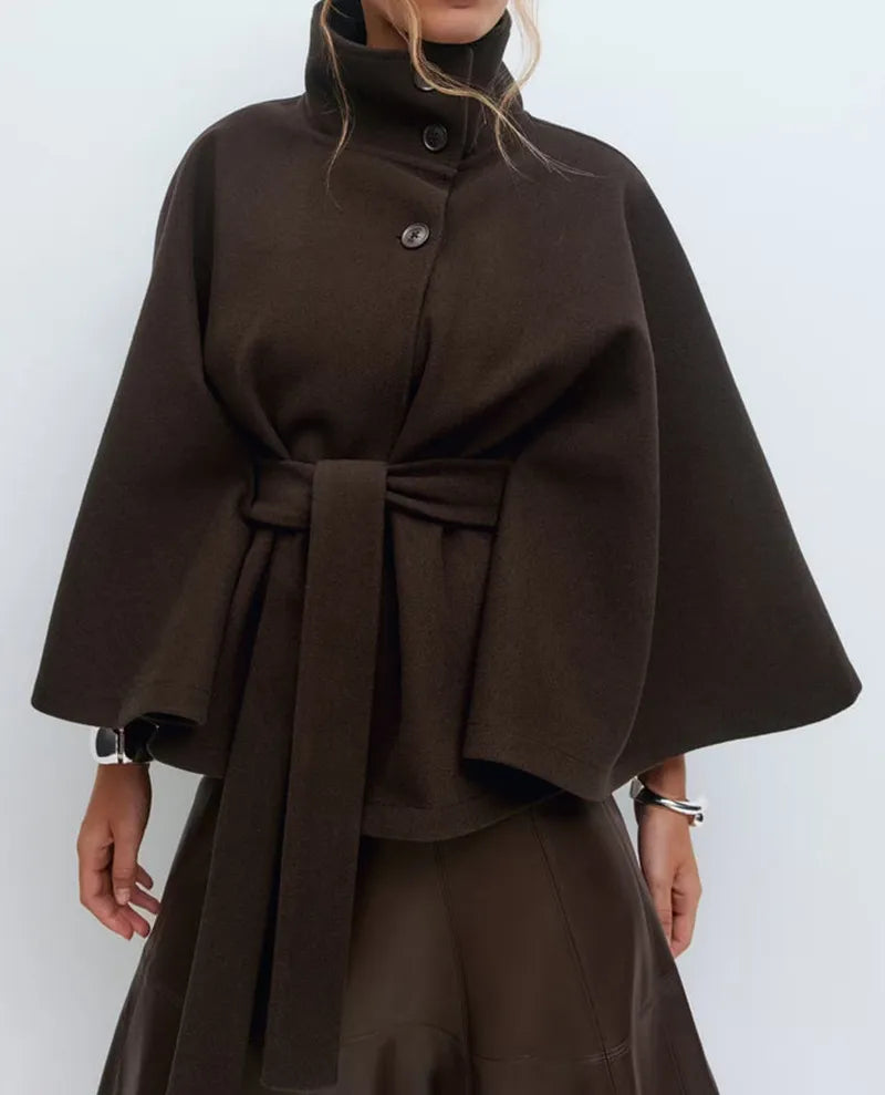 NOA | SPRING BELTED HIGH-NECK CAPE COAT