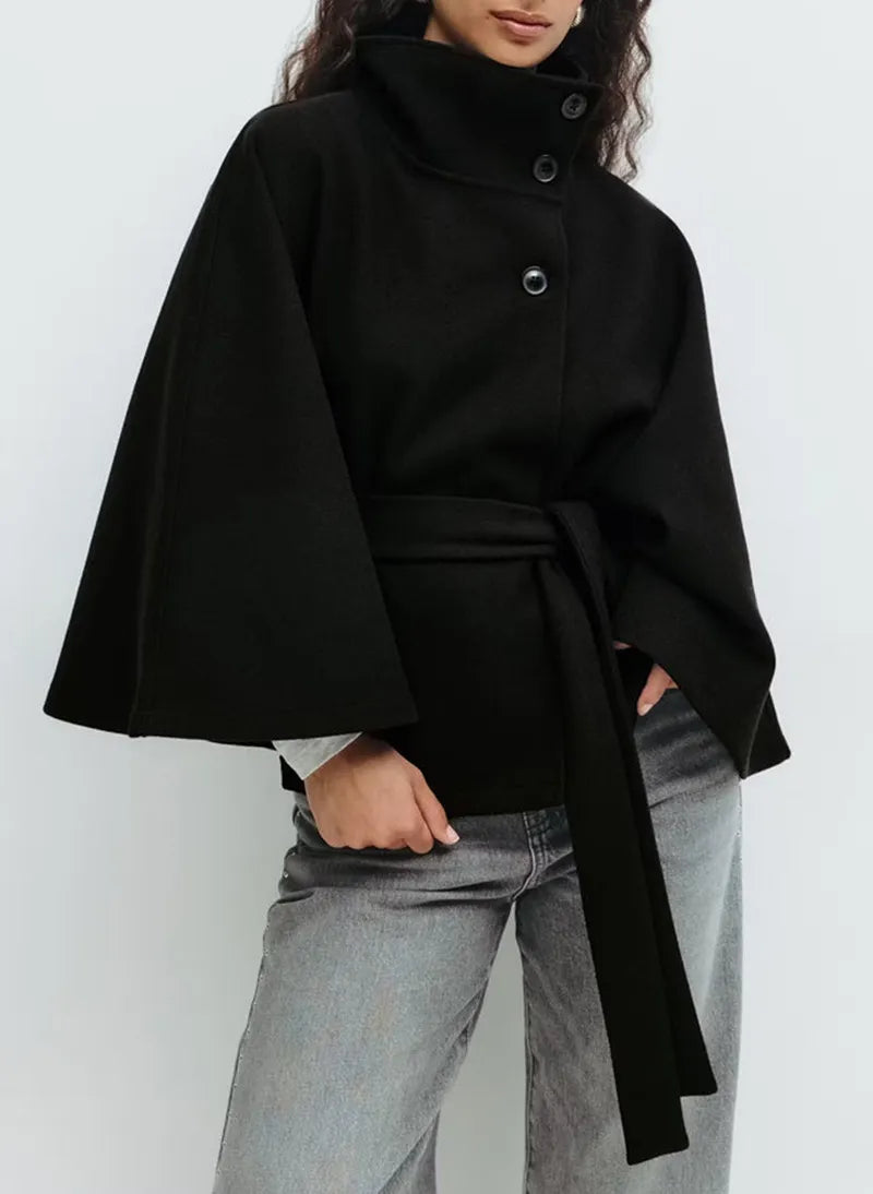 NOA | SPRING BELTED HIGH-NECK CAPE COAT