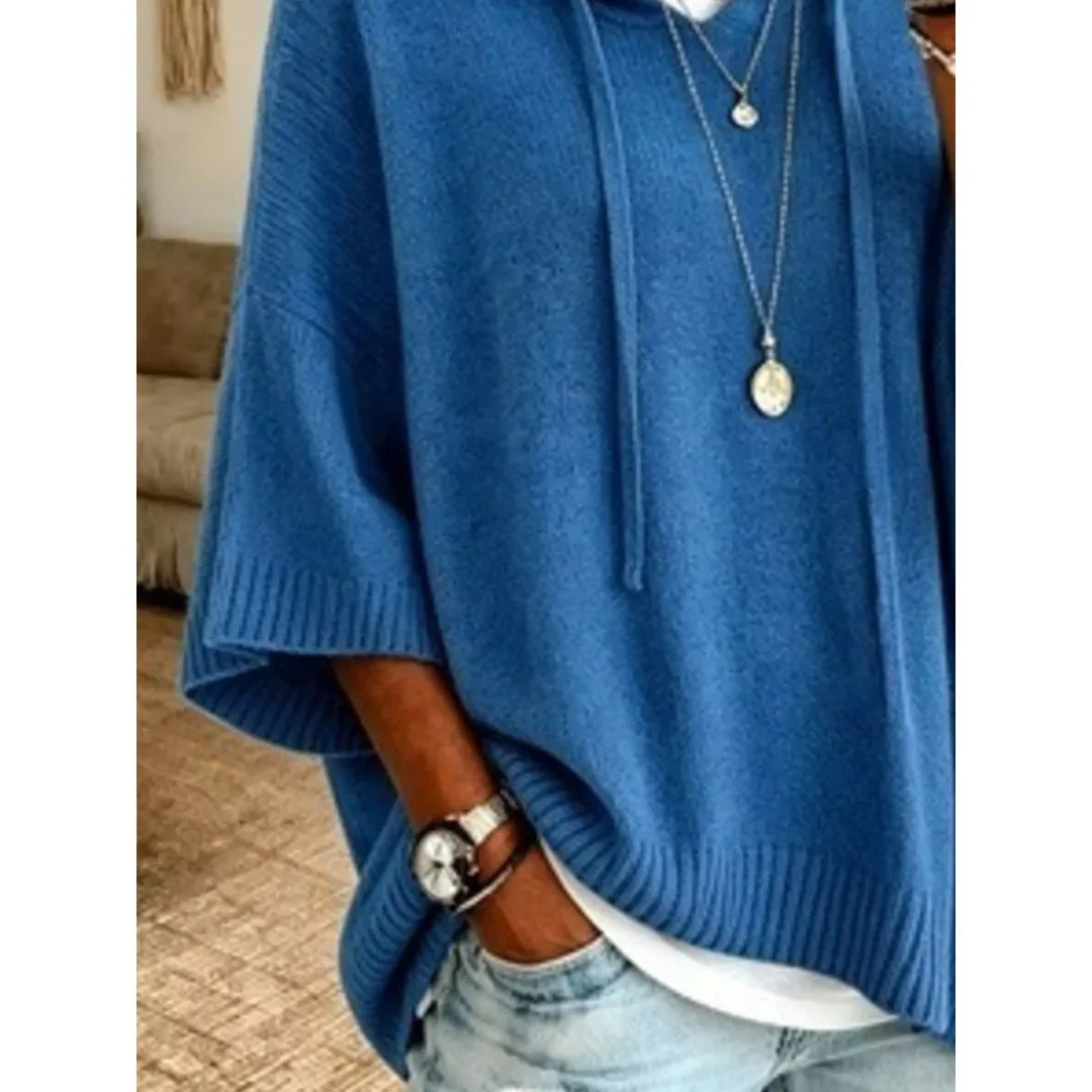 Women's hooded batwing sleeve knit jumper