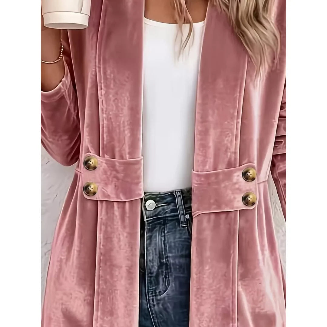 Women's velvet-touch open front cardigan