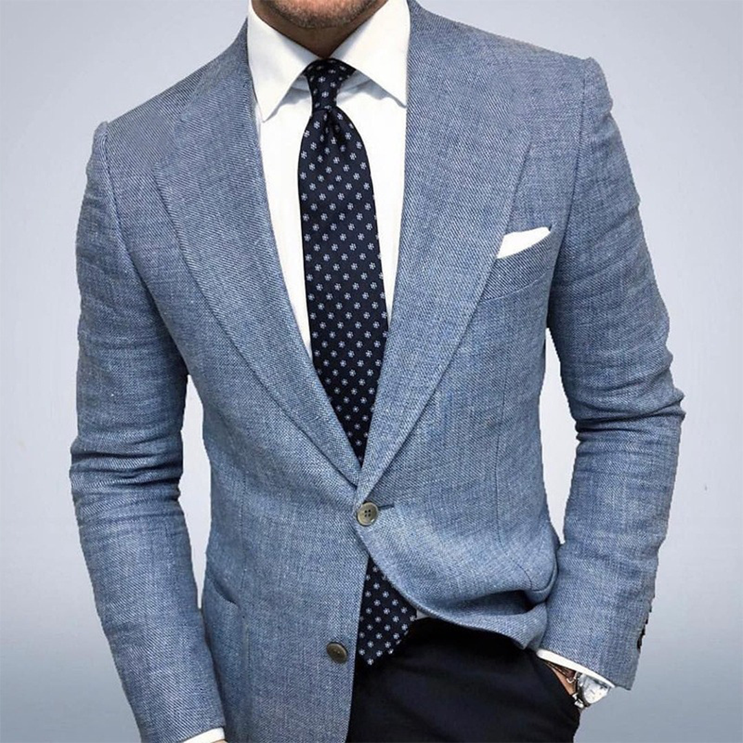Men's textured tailored blazer in blue