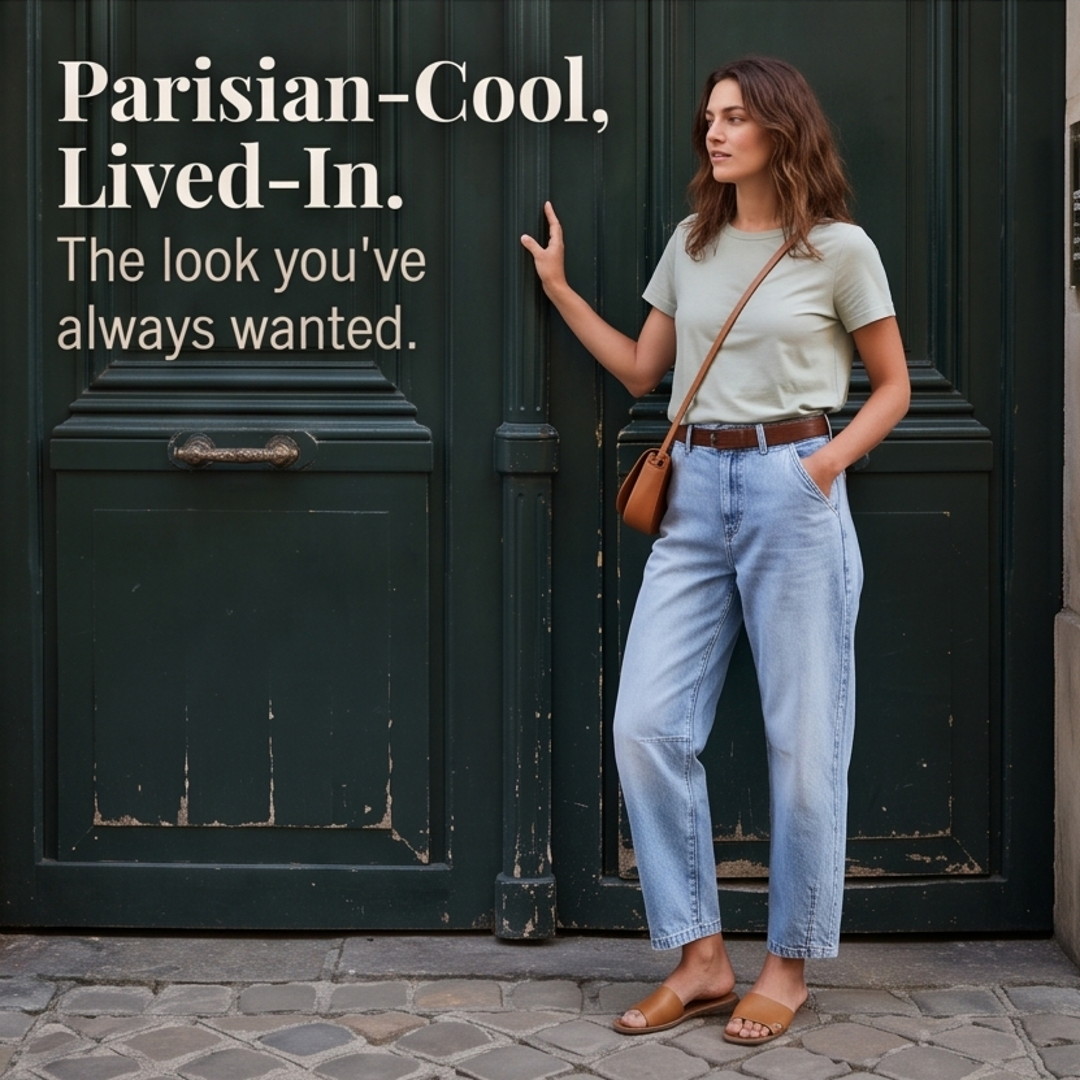 Women's high waisted cropped barrel jeans in light blue