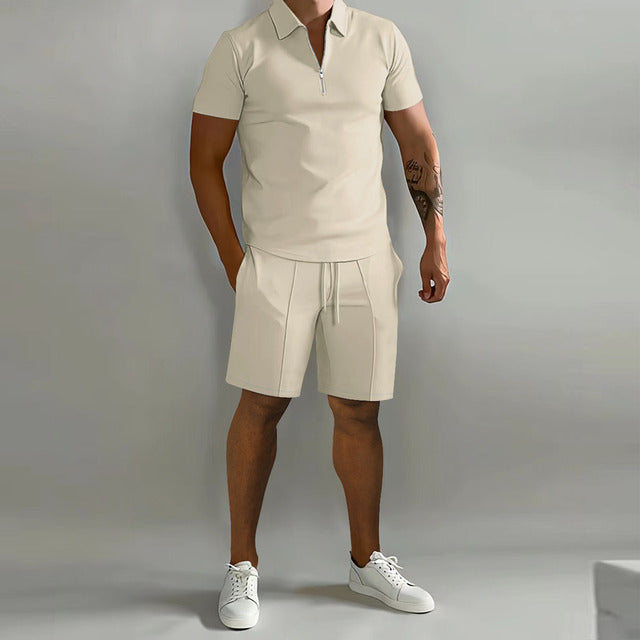 NOA | ZIP POLO SHIRT AND SHORTS CASUAL SET