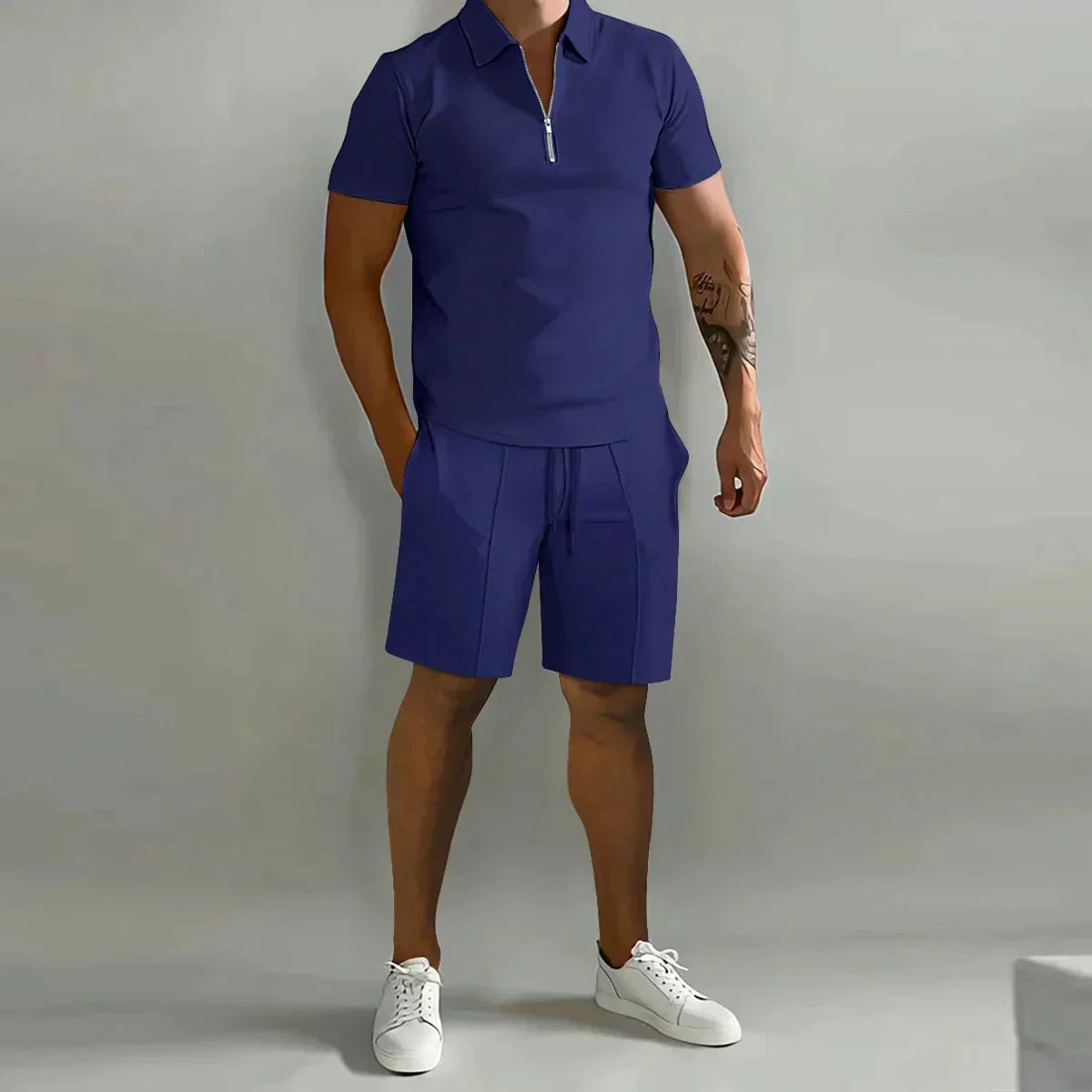 NOA | ZIP POLO SHIRT AND SHORTS CASUAL SET
