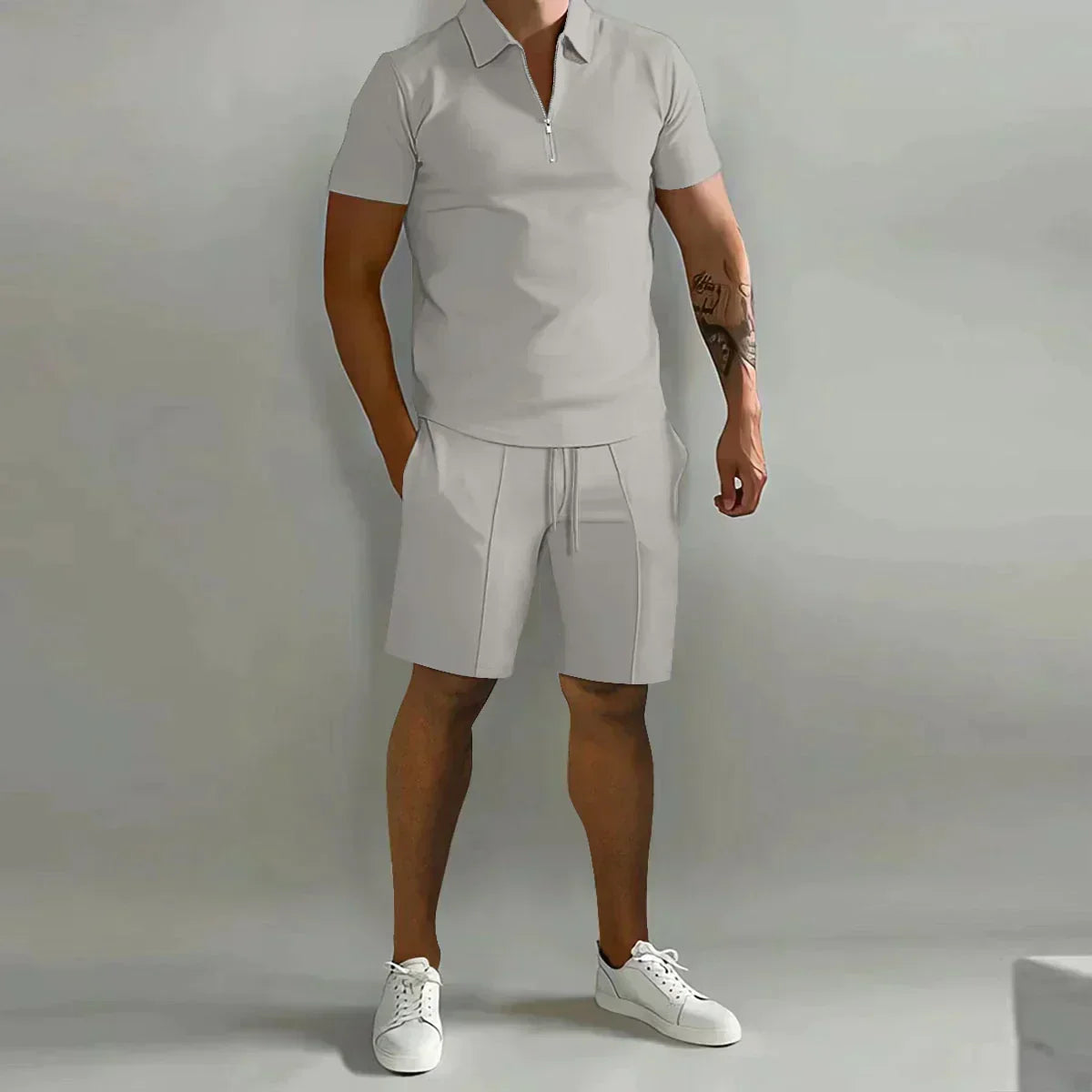 NOA | ZIP POLO SHIRT AND SHORTS CASUAL SET