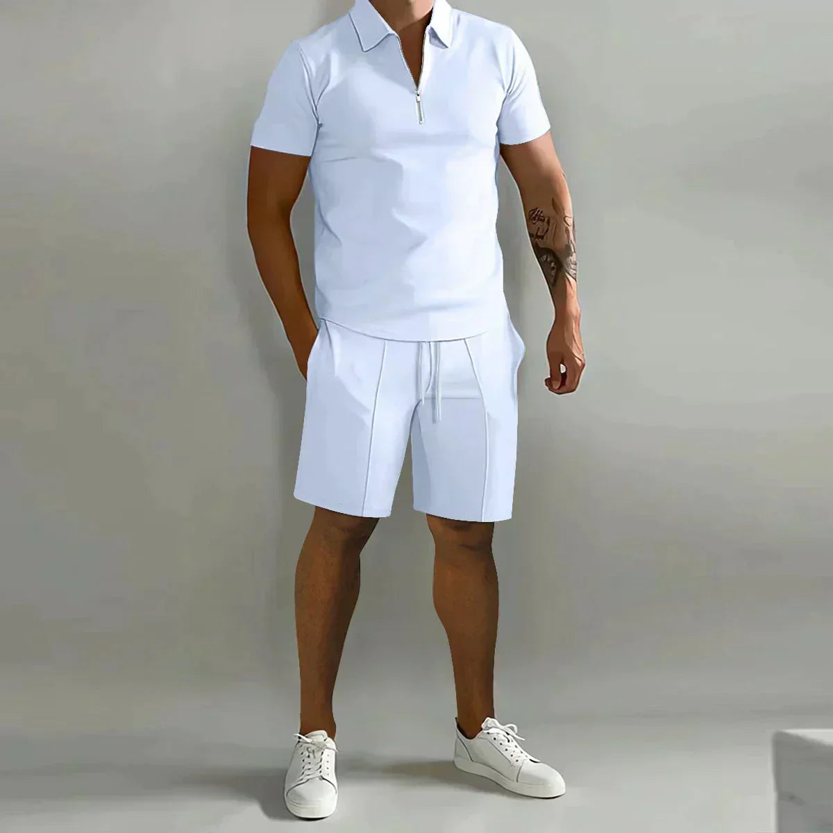 NOA | ZIP POLO SHIRT AND SHORTS CASUAL SET