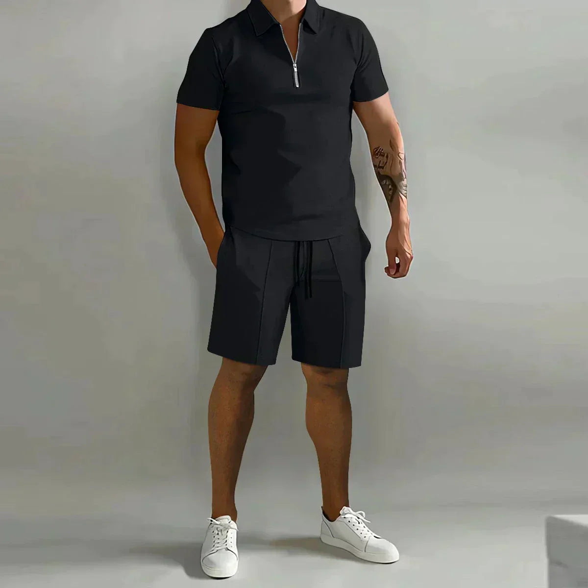 NOA | ZIP POLO SHIRT AND SHORTS CASUAL SET