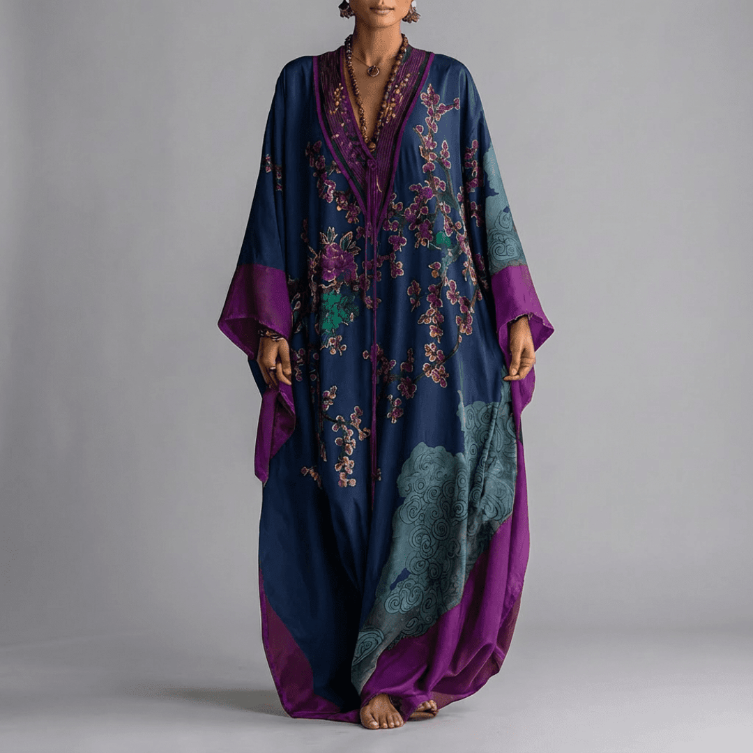 Women's floral maxi dress in blue