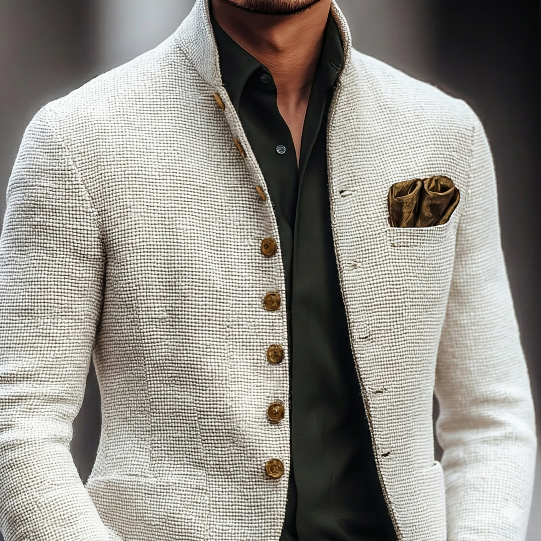 NOA | HAROLD MEN'S TEXTURED BUTTON UP STAND COLLAR CARDIGAN