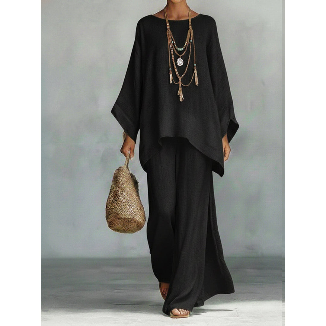 NOA | JACQUI WOMEN'S LINEN CO-ORD SET WITH WIDE LEG TROUSERS