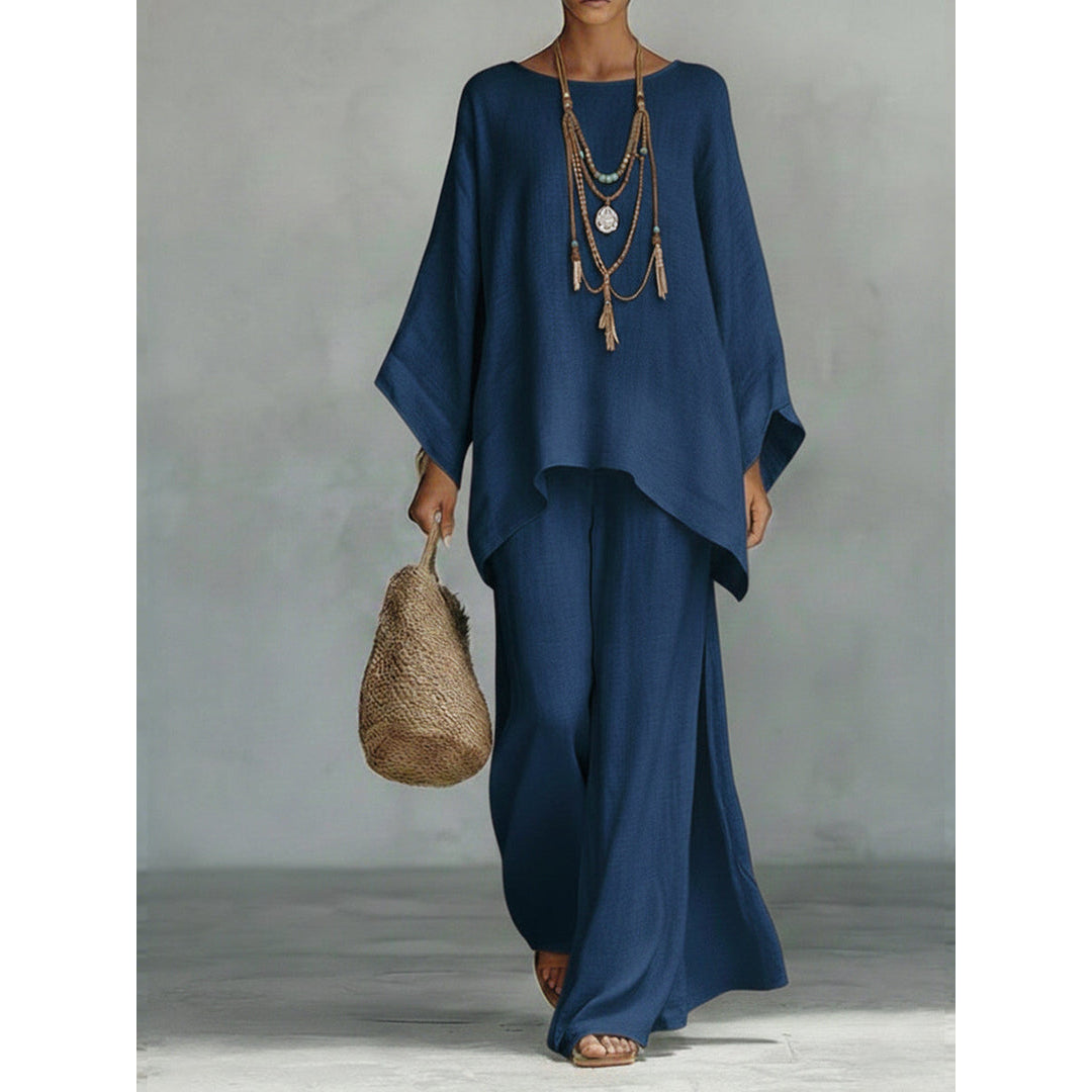 NOA | JACQUI WOMEN'S LINEN CO-ORD SET WITH WIDE LEG TROUSERS
