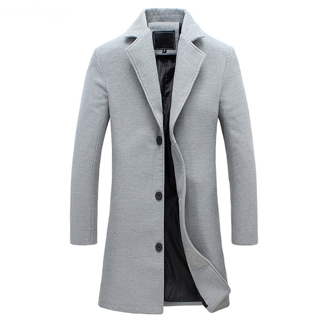 Men's tailored trench coat in grey