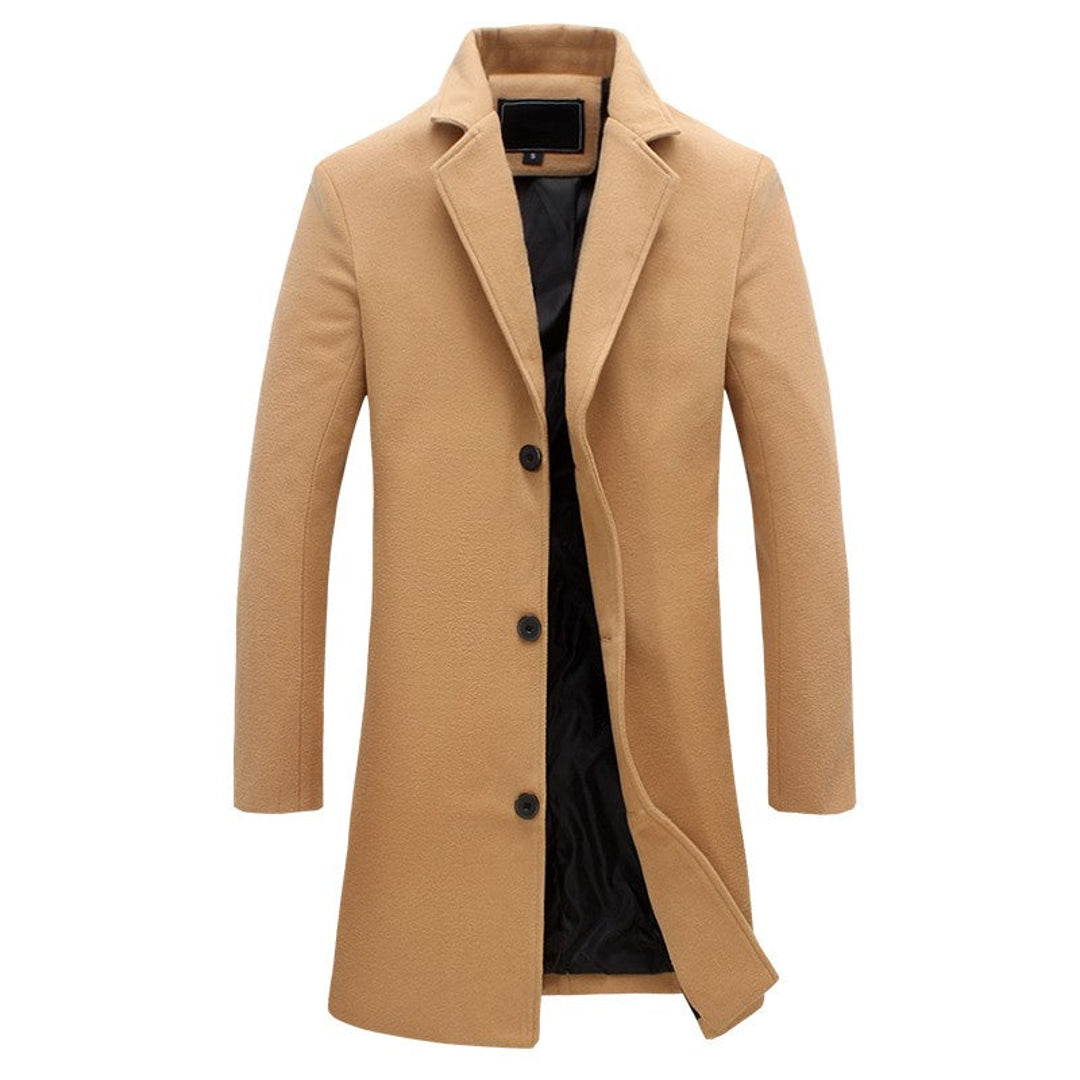 Men's tailored trench coat in khaki