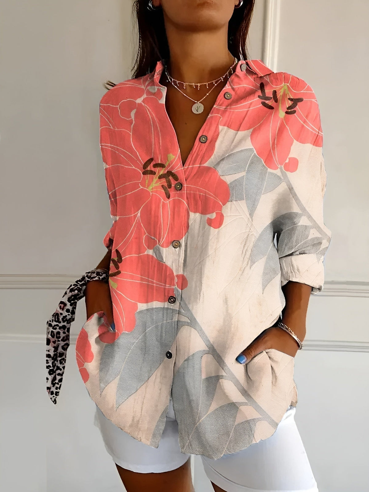 NOA | FLORAL BUTTON FRONT BLOUSE
