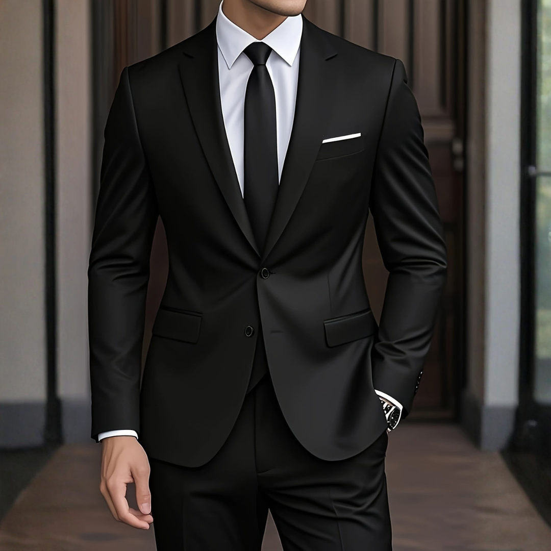 Men's slim fit two-piece suit in black