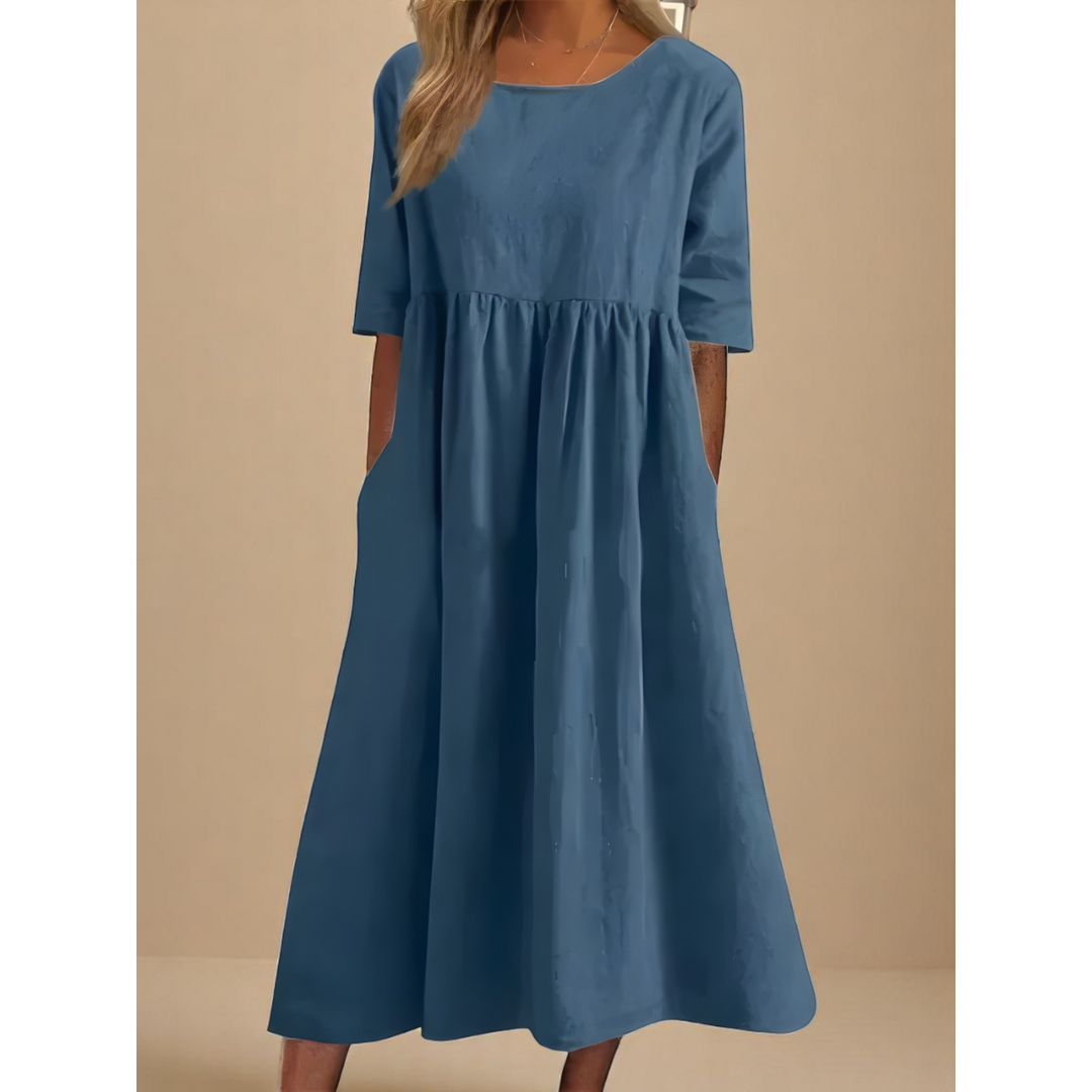 NOA | MIRANDA WOMEN'S COTTON MIDI DRESS WITH POCKETS