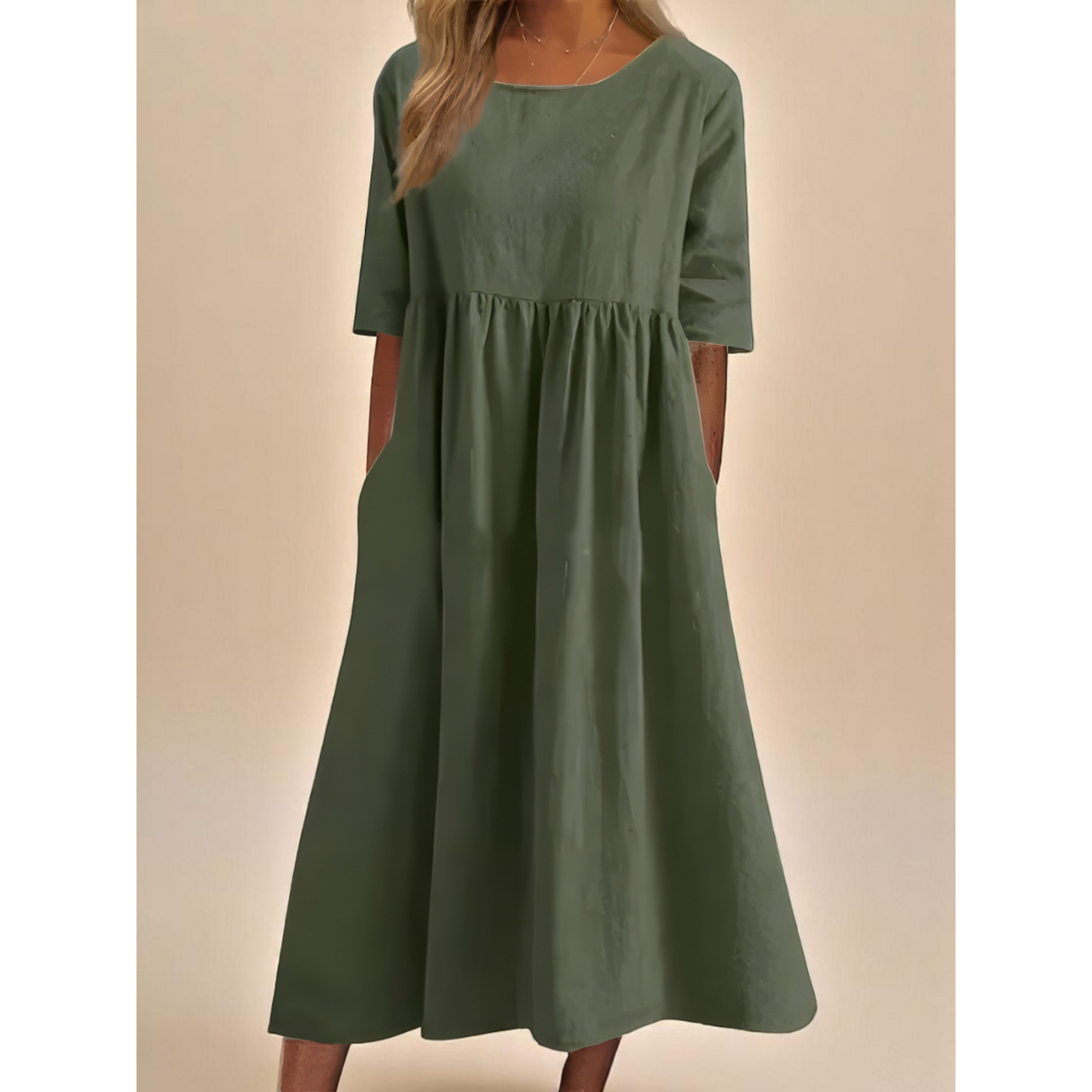 NOA | MIRANDA WOMEN'S COTTON MIDI DRESS WITH POCKETS