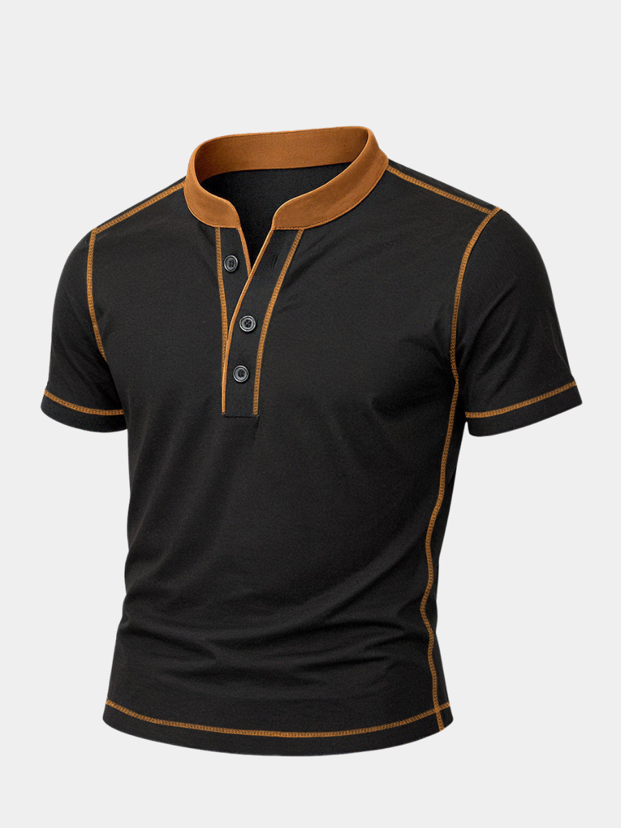 NOA | HENLEY SHIRT WITH CONTRAST TRIM