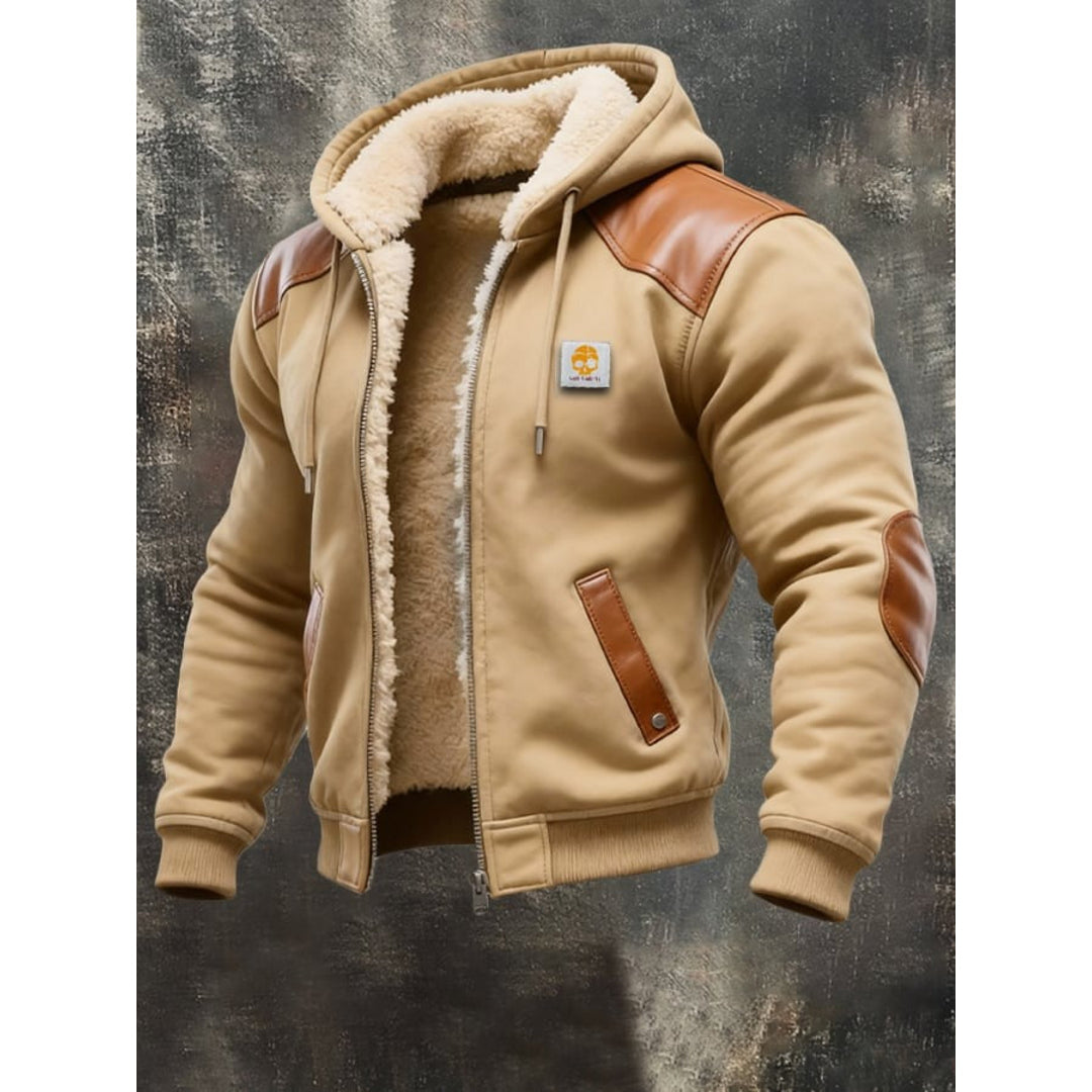 Men's suede-look hooded jacket