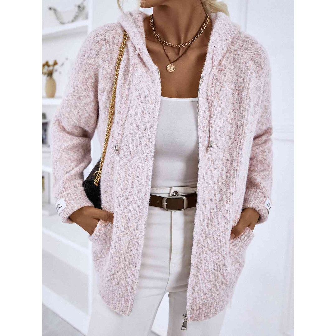 Women's zip-up hooded jumper in dusty pink