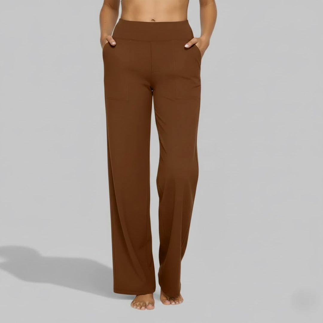 Women's stretch tailored casual trousers in brown